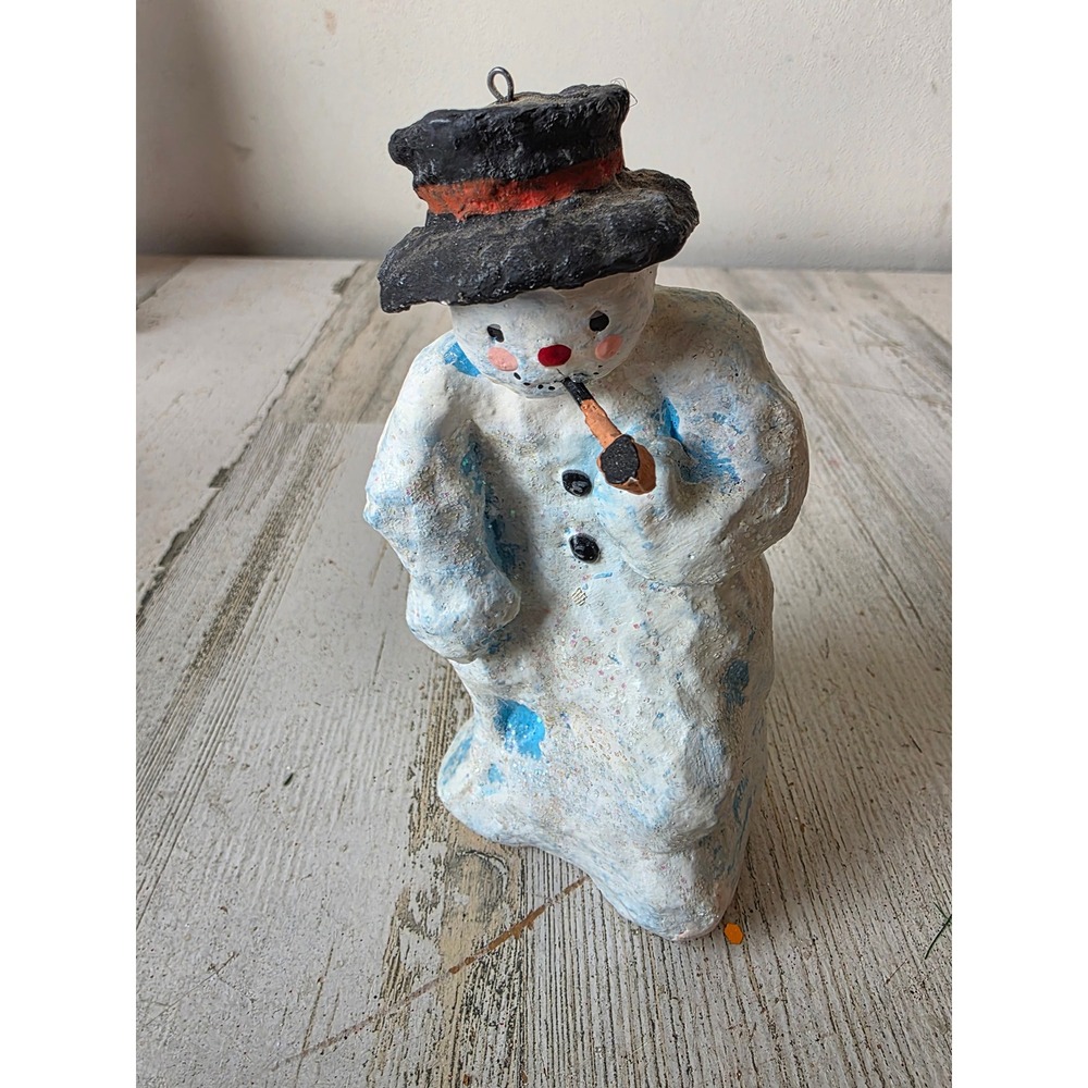 Vintage‎ glitter snowman shabby chic ornament hanging Xmas statue figurine decor